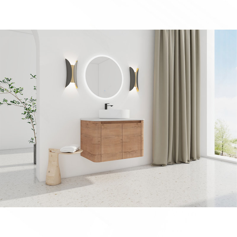 Wall-Mounted Bathroom Vanity With Ceramic, 30"