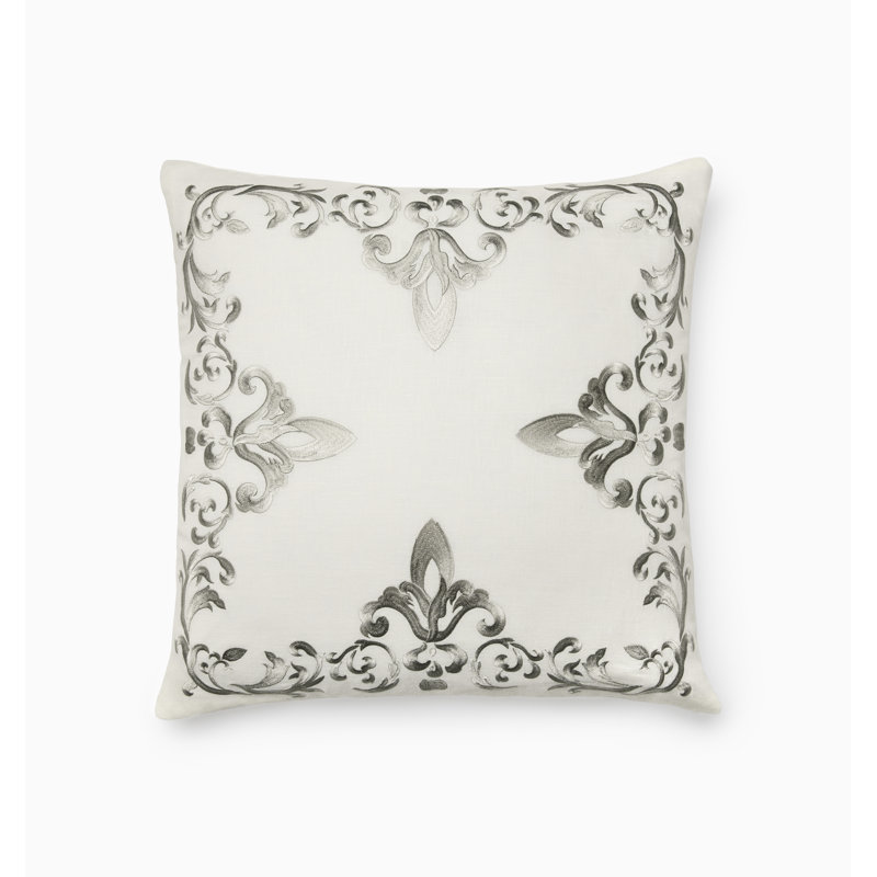 Umbria Linen Square Pillow Cover & Insert, Oyster/Gray