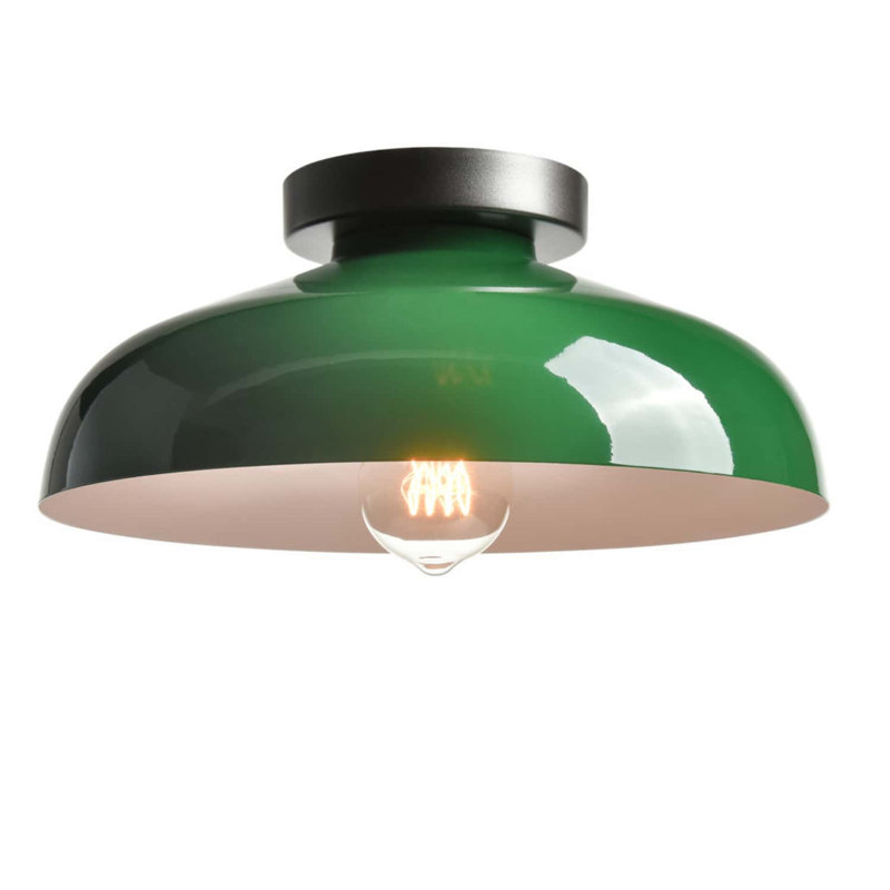 Industrial Ceiling Light with 12-Inch Metal Shade, Green