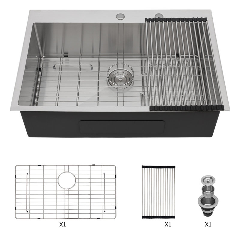 33'' Single Bowl Stainless Steel Drop-In Kitchen Sink