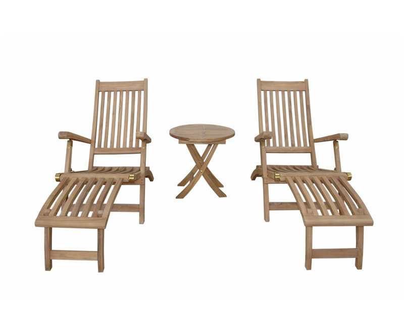 Outdoor Teak Chaise Lounge, (No Cushion)