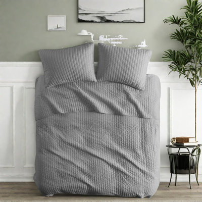 Ensembles de literie réversible gris, maison de ferme en microfibre
