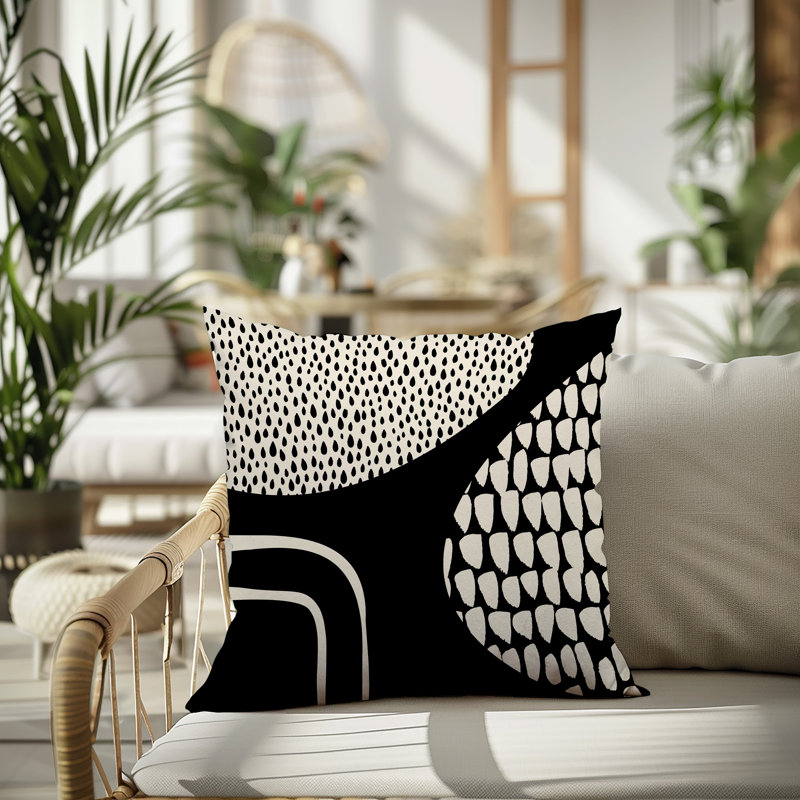 Coussin carré intérieur / extérieur pia, 19"H x 19"W, Noir/Blanc cassé