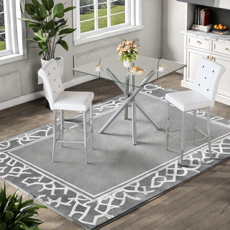 Ensembles de table de salle à manger modernes et peu encombrants avec métal chromé, idéal pour la cuisine et le bar à la maison