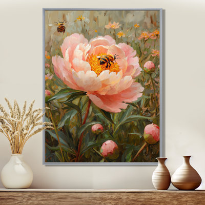 Pivoine prairie par une ruche - décorations murales pivoines