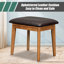 Ensemble coiffeuse 43,3 "en bois avec miroir rabattable et tabouret, coiffeuse avec trois tiroirs et espace de rangement