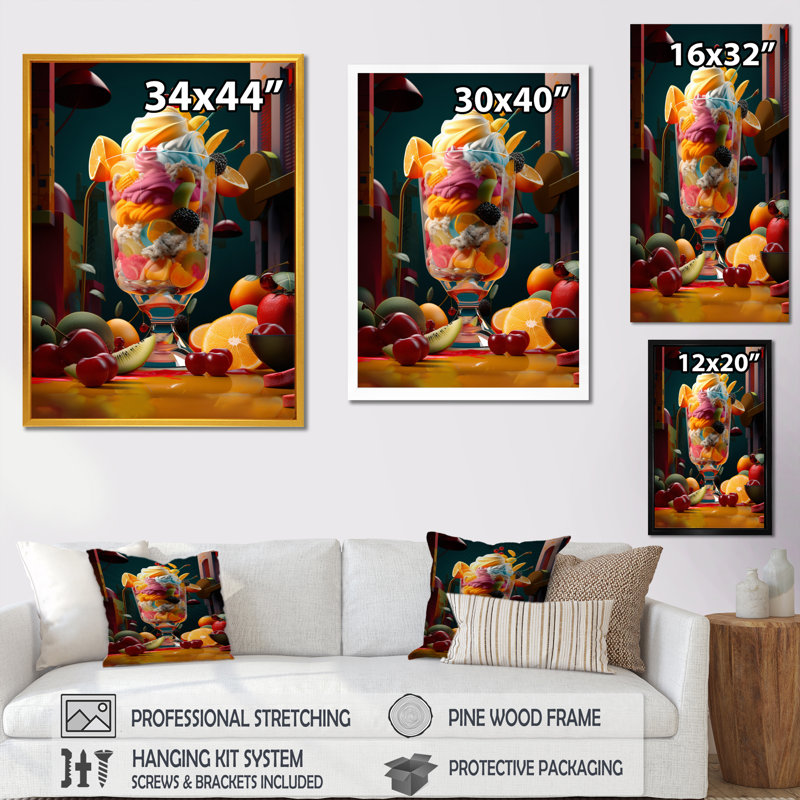Mélanges artistiques Abtal de fruits frais III, H 32 po x l 24 po x P 1 po