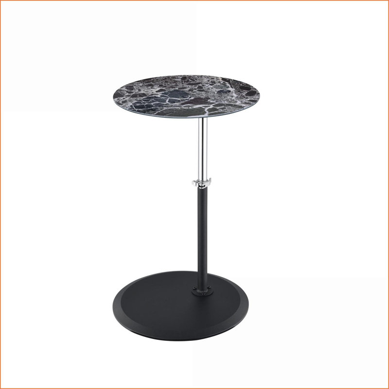 Table basse en marbre noir à hauteur ajustable de 16 à 26 po avec plateau texturé 3D, pince compacte et facile