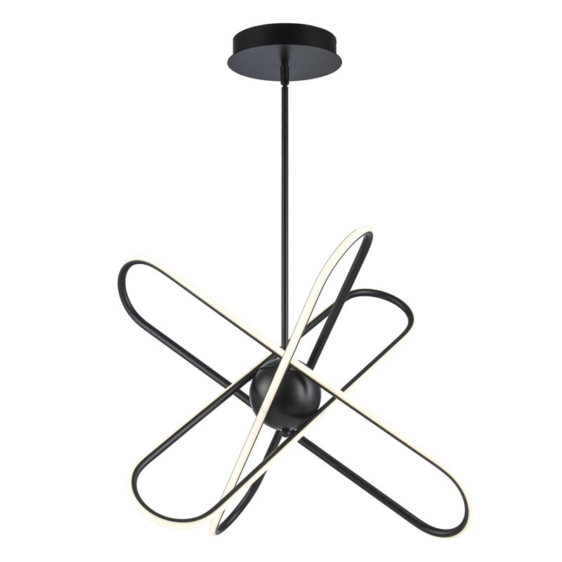 Luminaire suspendu unique à 3 lumières DEL Orchimont, Noir, H 18,7 po x l 25 po x P 27,5 po