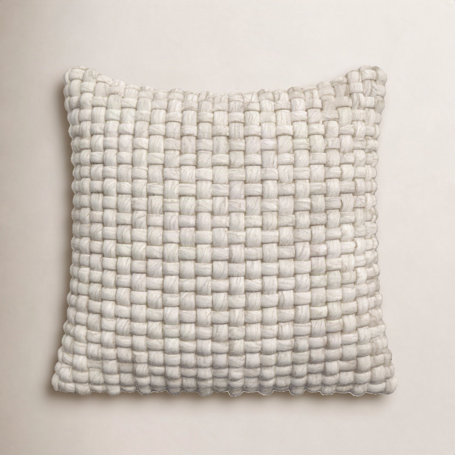 Belel Wool Pillow Cover, 20" x 20", Beige, Pillow Cover Only - No Insert