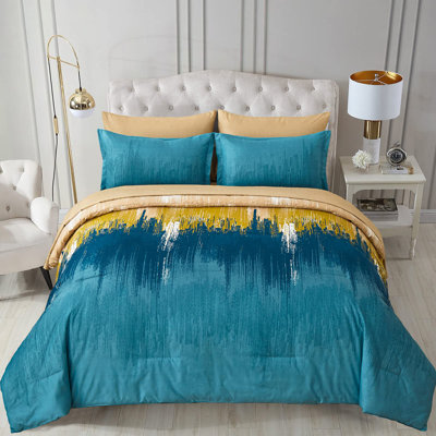 Ensemble d'édredon 7 pièces, ensemble de literie en microfibre dégradé coloré