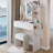 17 Inch Round LED Mirror Vanity Table with Cushioned Stool, Equipped with Power Sockets, Adjustable Lighting, and Multi-layer Storage-937153436