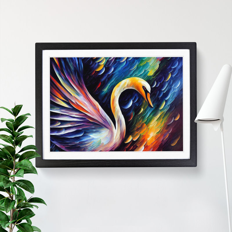 Swan Vol.4 Abstract - Single Picture Frame Painting, Black Framed, 46cm H x 64cm W x 2cm D