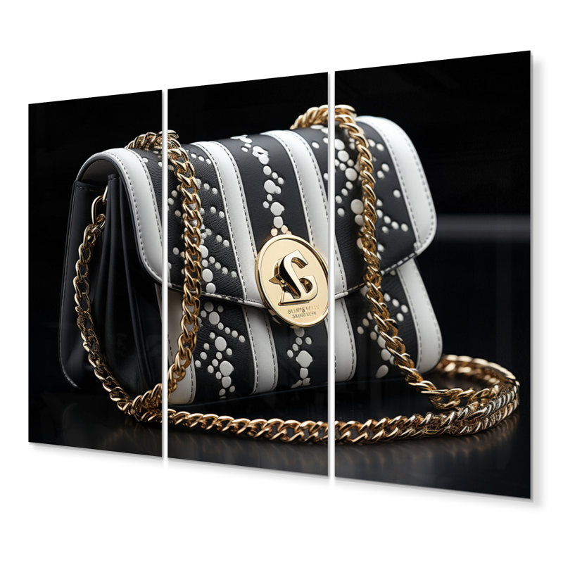 Sac de luxe noir dévoilé II - ensemble d'art mural mode en métal