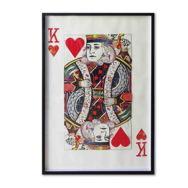 Carte à jouer «King of Heart», Cadre noir, Blanc