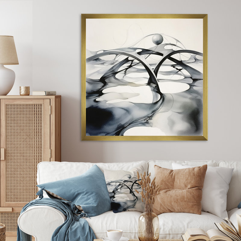 Abstract Neutral X, impression sur toile encadrée, H 44 po x l 34 po x P 1,5 po, Cadre doré à une seule photo
