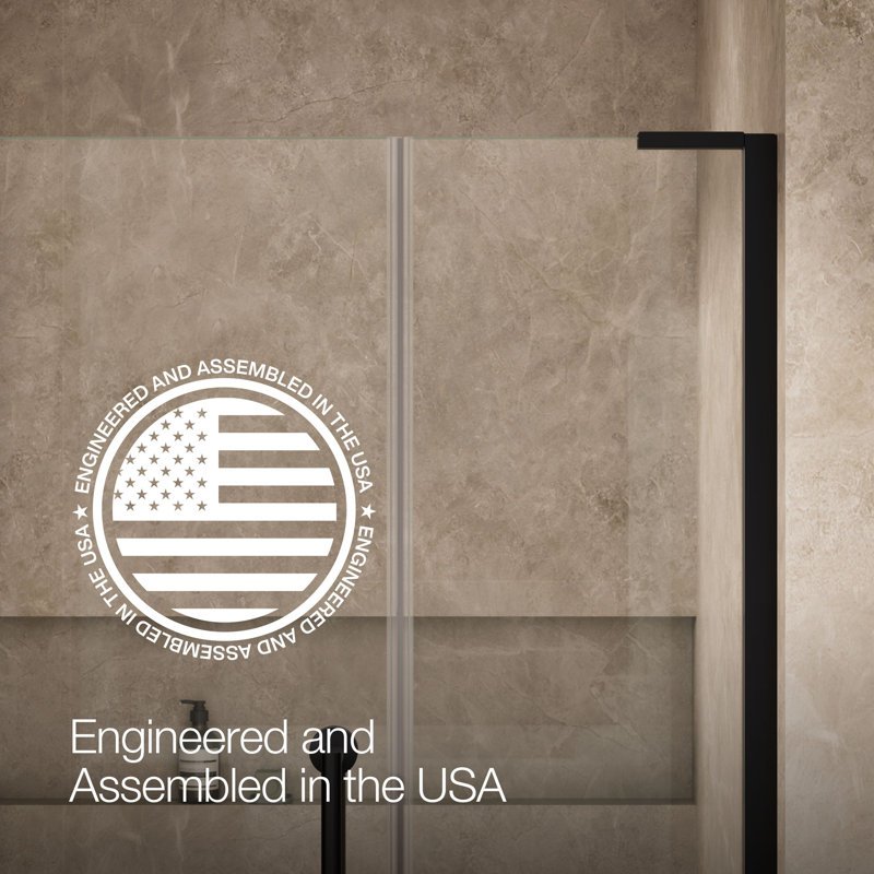 Components 71-1/2-In X 46-3/4-In Frameless Pivot Shower Door With 3/8-In Crystal Clear Glass And Back-To-Back Vertical Door Pulls