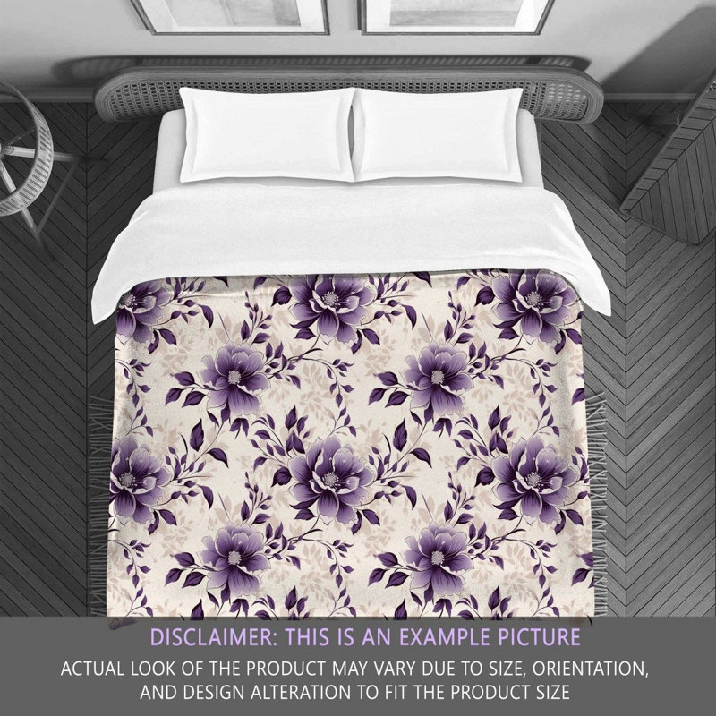 Polyester Floral Comforter, Twin Comforter, Purple/Beige