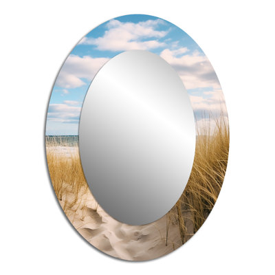 Path To The Beach V - Beige Oval Wall Mirror Decor