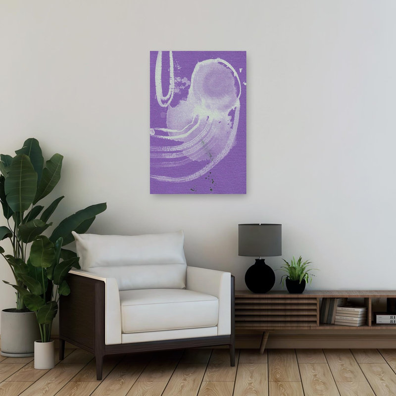 Soft Purple Flow Abstract Contemporary Modern Wall Art Print 1 Piece Wrapped Canvas Wall Art, 91.44cm H x 60.96cm W