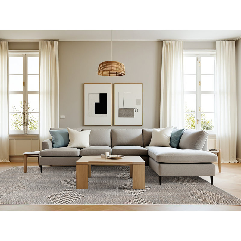Tapis 100% moderne Dezstany lavable à la machine de style Mid-Century 318, Rectangle 8 pi x 10 pi