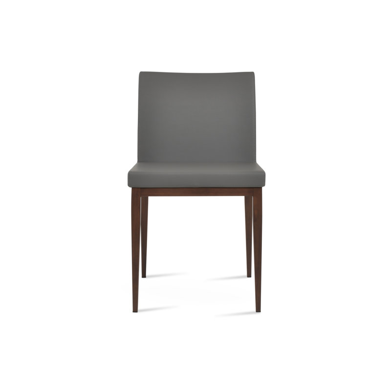 Aria MW Side chair, Gray PPM Faux Leather, Walnut