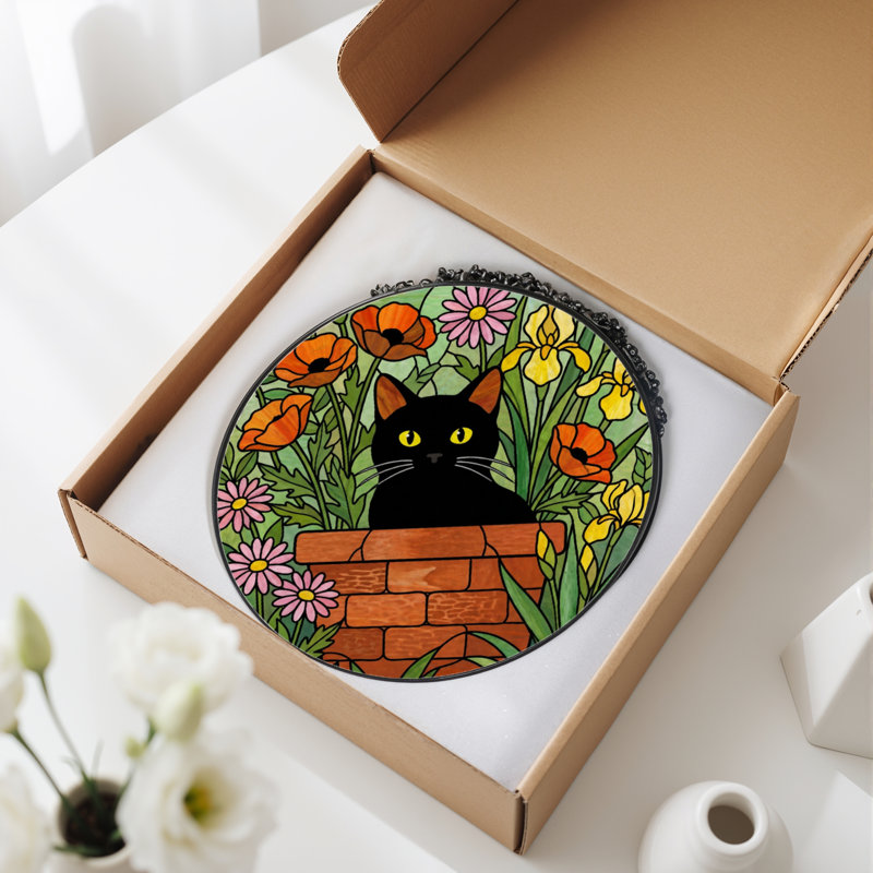 Vitrail de jardin en verre coloré 7,8 po H, H 7,8 po x l 7,8 po