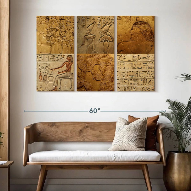 Collage de hiéroglyphes égyptiens Keiri, H 32 po x l 50 po
