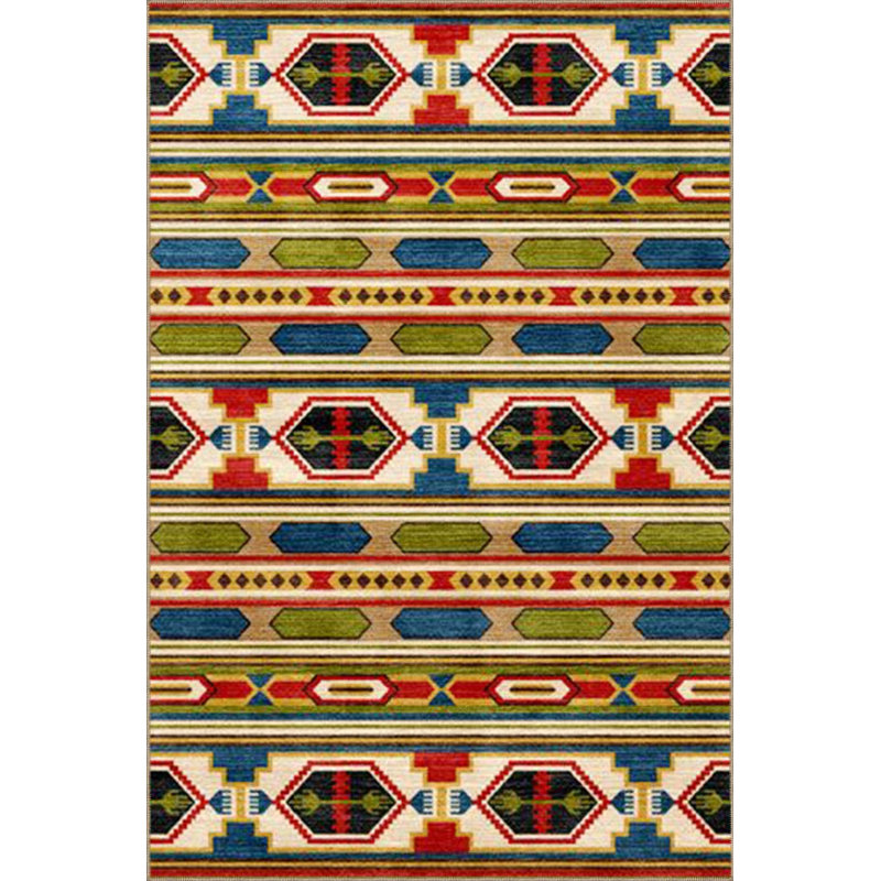 Tapis décoratif rayé et géométrique en forme peinte lavable à la machine, Rectangle 3 pi 3 po x 4 pi 11 po