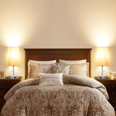 Ensemble de 2 lampes de table pour la chambre à coucher, à intensité variable 3 couleurs 15 po, avec chaînette et prises de courant, 2 ampoules incluses