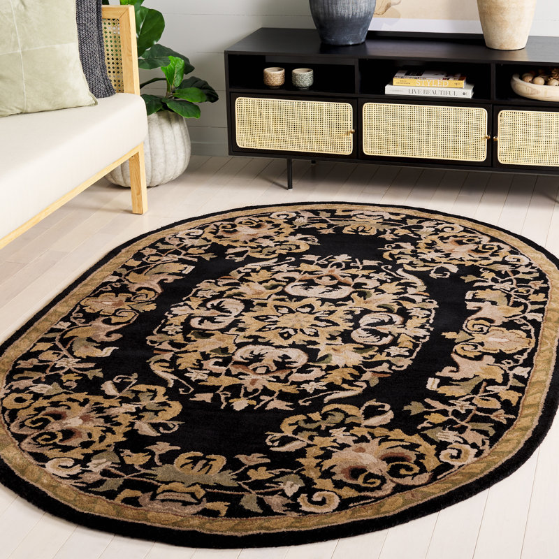 Tapis oriental en laine touffeté à la main Balthrop, Ovale 7 pi 6 po x 9 pi 6 po