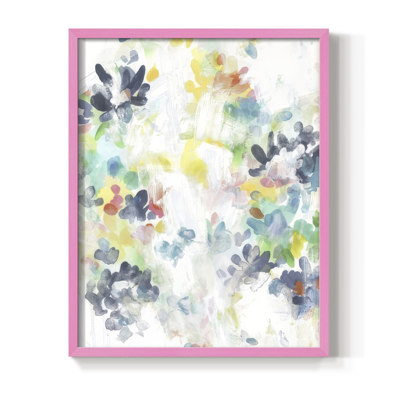 «Wall Flower Patterns II», reproduction encadrée - bois massif, Rose, H 21 po x l 17 po