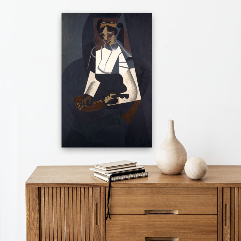 " Woman With Mandolin, After Corot, 1916 Abstract Contemporary Wall Art Print " by Juan Gris Print, 18" H x 12" W