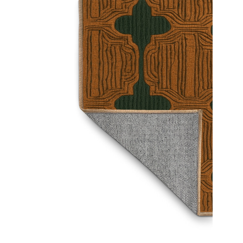 Tapis brun treillis lavable à la machine, Carré 3 pi