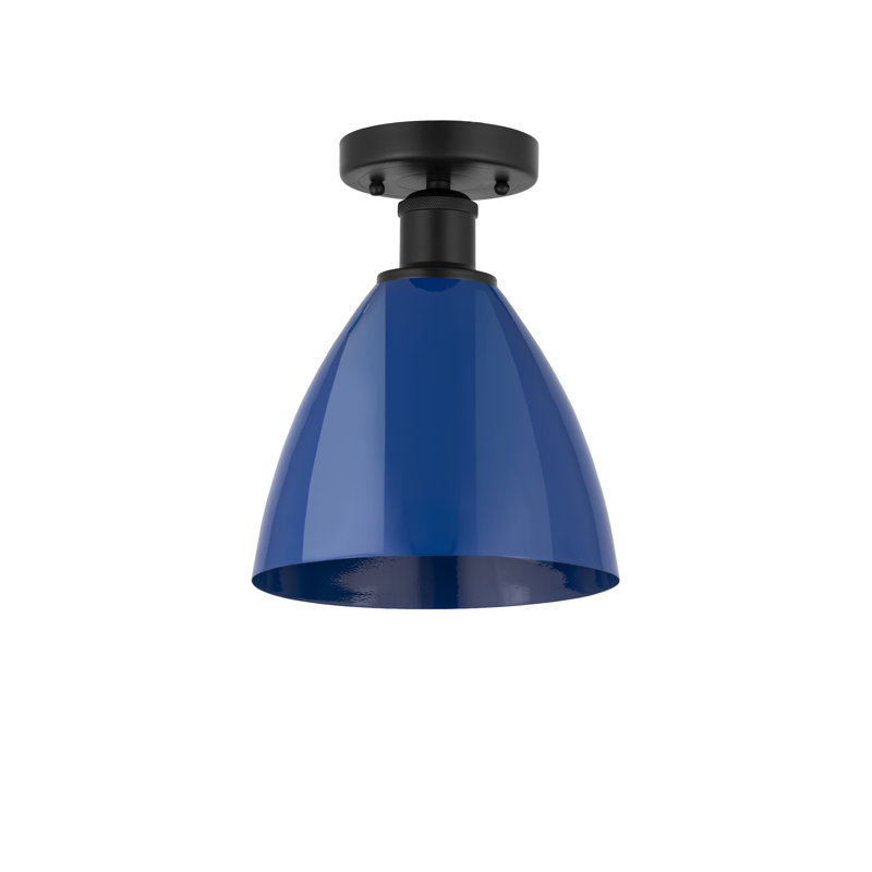 Plafonnier semi-encastré Amylee, Noir mat, Bleu, H 9,63 po x l 7,5 po x P 7,5 po