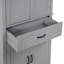 Armoire de rangement pour salle de bain - basculante, facile à installer, vaste espace gris avec portes, tiroir et tablettes-1050804880