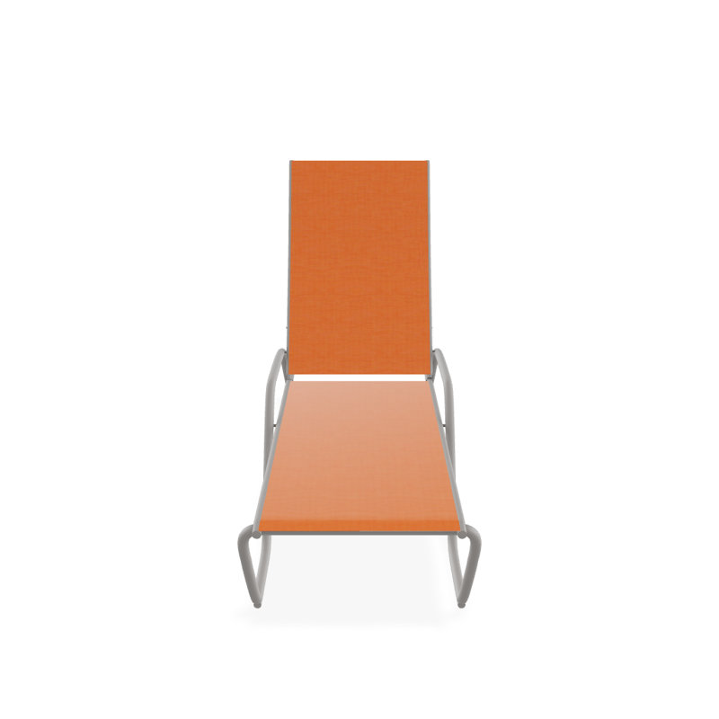 Outdoor Rust-Resistant Metal Chaise Lounge, Textured Warm Gray, Canvas Tangerine Sunbrella® Canvas