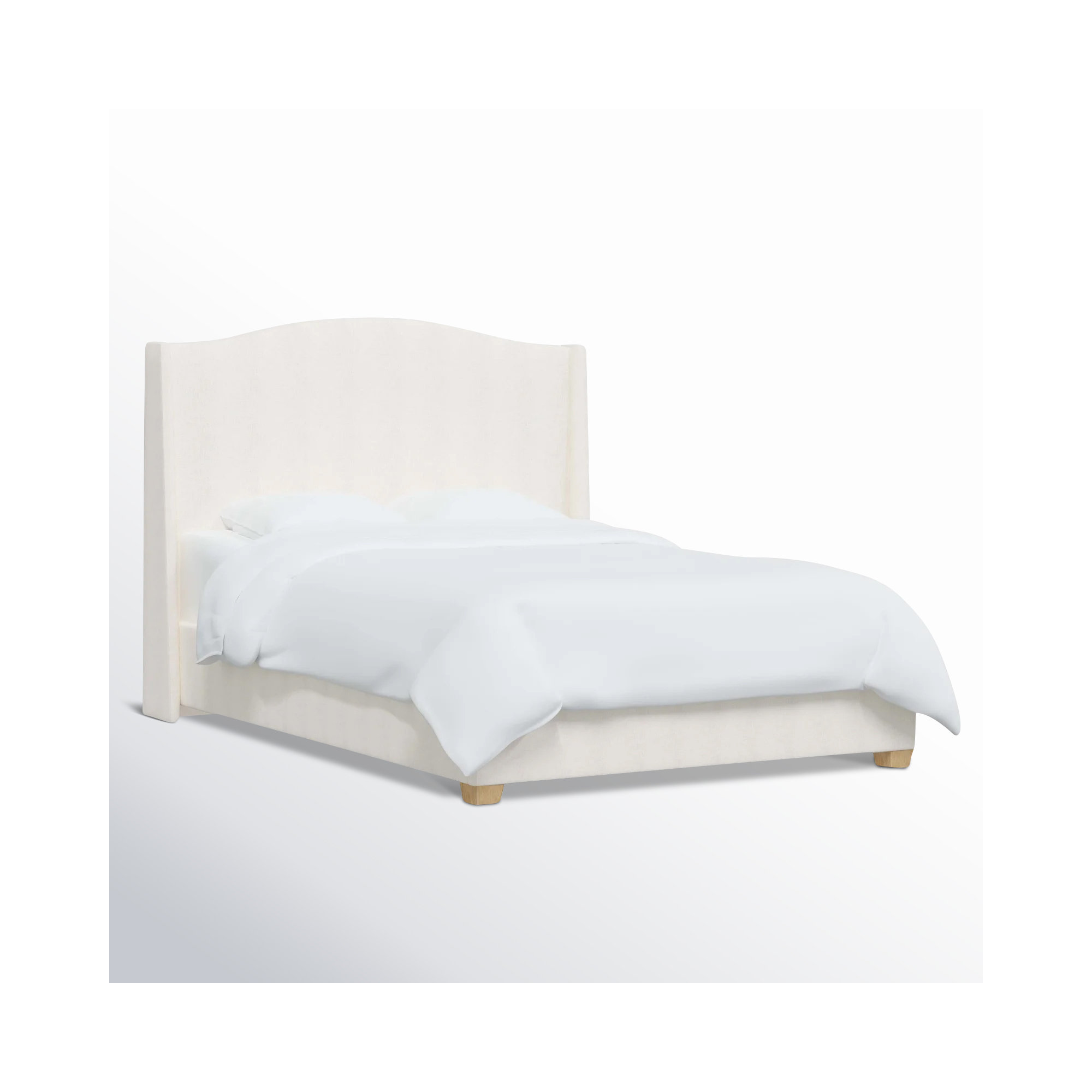 Allis Upholstered Wingback Bed, Twin, Zuma White Textured Linen