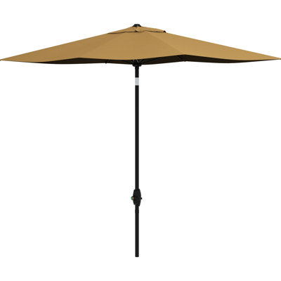 Parasol de terrasse 6,5 'x 10', abri de table d'extérieur avec inclinaison de l'utilisateur, manivelle, café, 50 parasols rectangulaires sécurisés