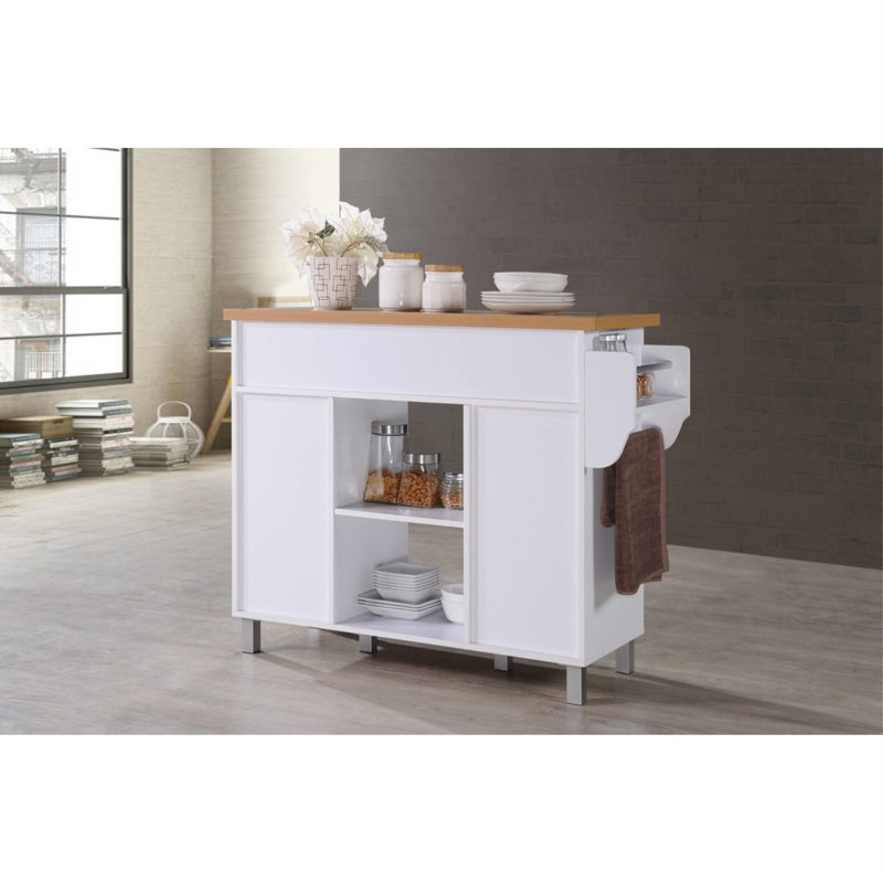 Wood Kitchen Island, White