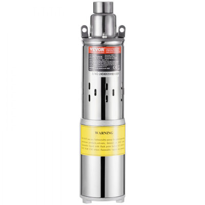 Pompe à eau solaire, pompe à puits profond submersible 48V DC 369W, débit maximal 8,4 GPM, hauteur de refoulement maximale de 273 pieds, immersion maximale de 65,6 pieds, pompe à eau à énergie solaire pour puits, arrosage à la ferme, bovins