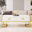 Table basse moderne moderne avec 4 tiroirs et base dorée de 47,3 po-881391513