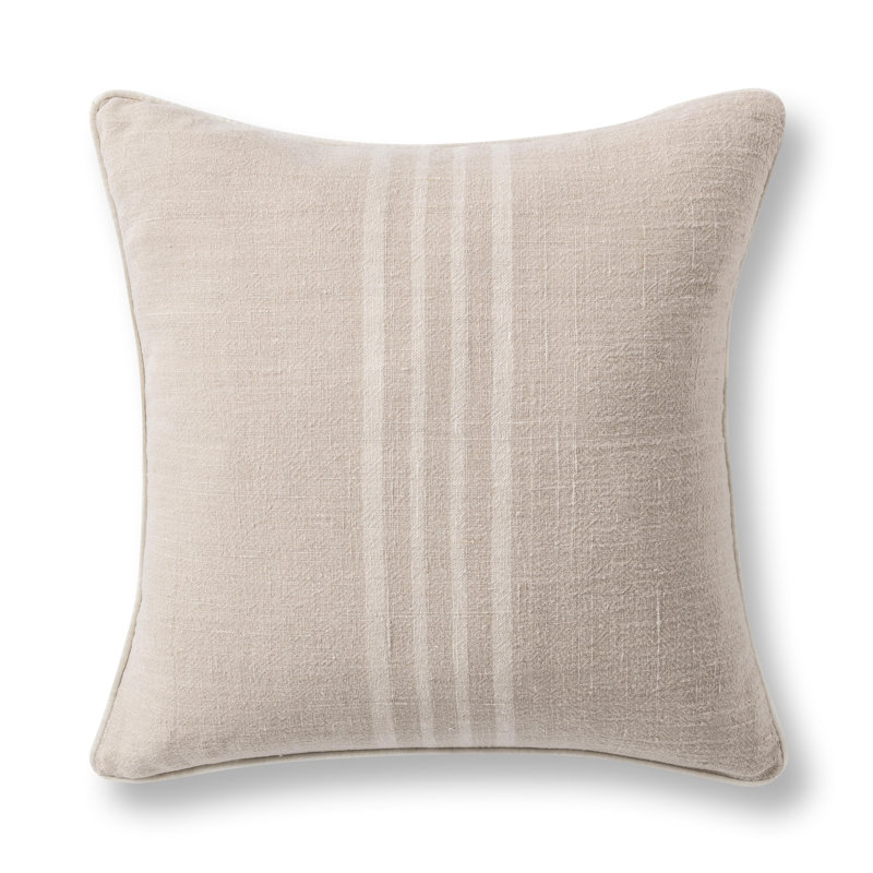 Newport  Linen Fabric Throw Pillow, Square 22", Ivory
