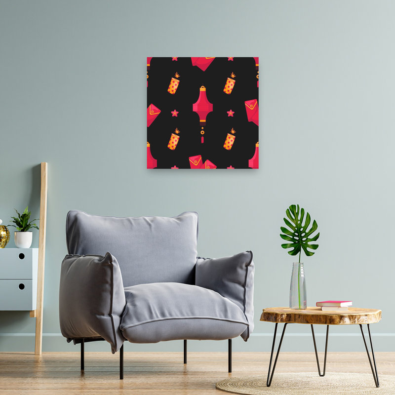 Motif de nouvel an lunaire, fleur traditionnelle, H 24 po x l 24 po
