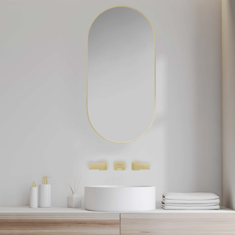 Wall Mounted Bathroom Faucet with Drain Assembly, Polished Gold
