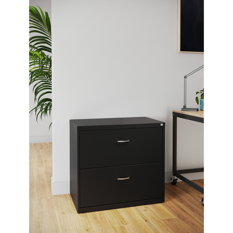 Black Steel 3-Drawer Lockable Lateral Filing Cabinet