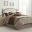Édredon en faux suède très grand - brun avec carrés et coussins 7 pièces pour une ambiance de chambre à coucher chaleureuse-124523647-124523651