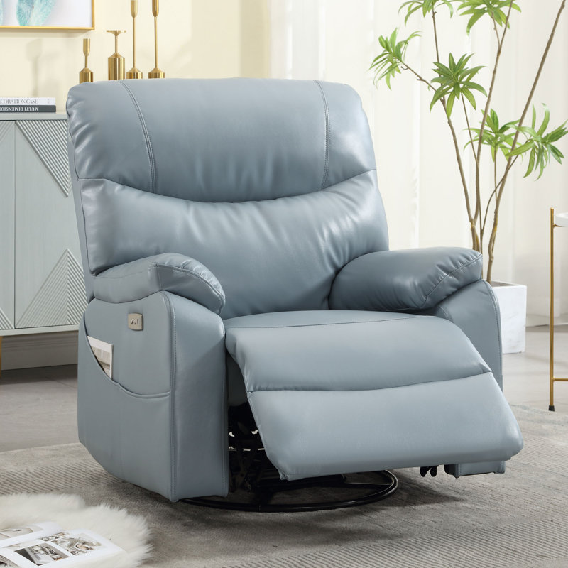 Fauteuil inclinable pivotant Ringwold, Assortiment de cuir bleu