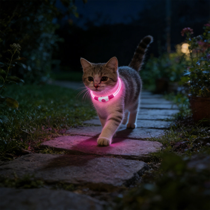Collier USB rechargeable pour chien avec 3 modes, 27,55 pouces, rose, Rose