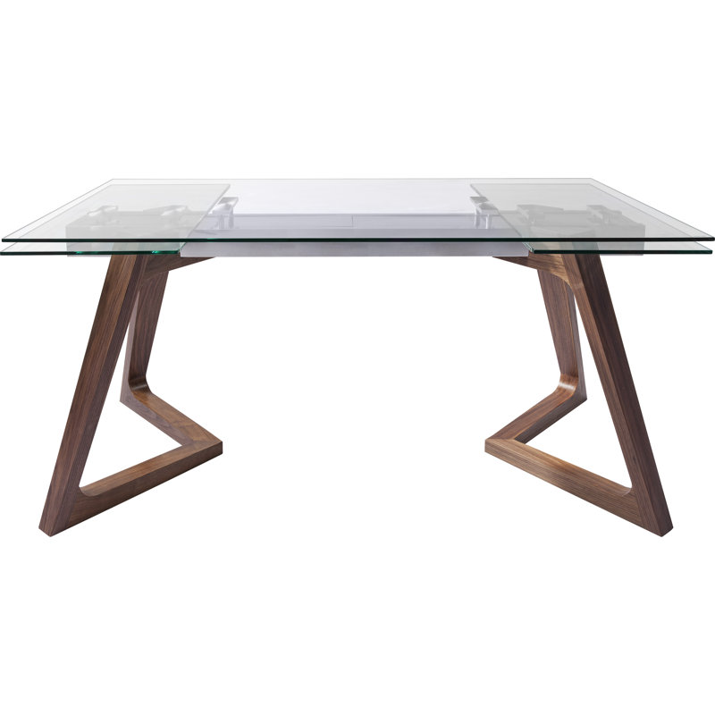 Jaeshaun Extendable Glass Top Dining Table, Walnut